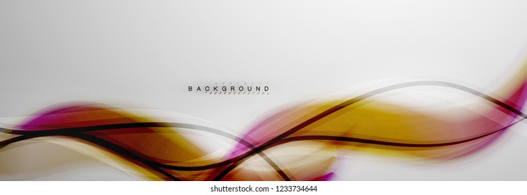 Smooth blur wave background, color flow concept on grey, vector illustration