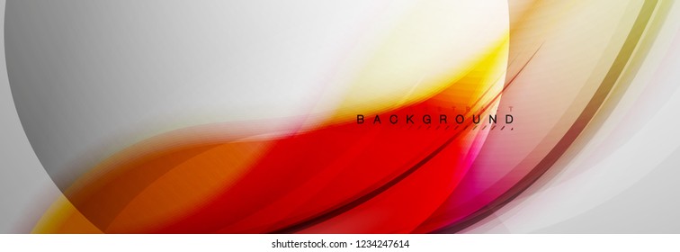 Smooth blur wave background, color flow concept on grey, vector illustration