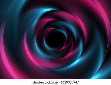 Smooth blurred blue and pink circles. Abstract tech futuristic elegant background. Vector neon rings logo design