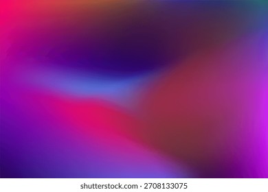 Um gradiente suave e desfocado combina roxo, rosa, azul e vermelho em um plano de fundo abstrato moderno. Ideal para projetos tecnológicos, de moda ou criativos, papéis de parede