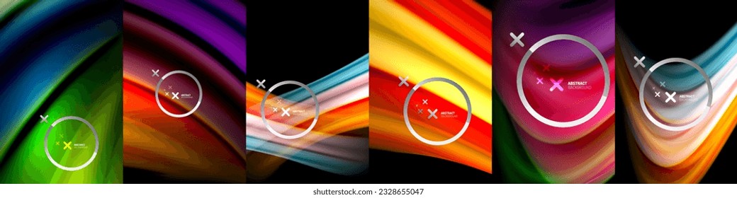 Smooth blurred rainbow-style wave lines on a black background offers visually stunning experience. Flowing waves, with their gentle curves and vibrant colors, create a sense of harmony and movement