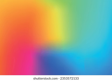 Smooth and blurry colorful gradient mesh background. Modern bright rainbow colors. Easy editable soft colored vector banner template.