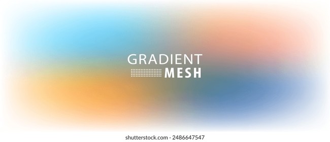Smooth and blurry colorful gradient mesh background. Modern bright rainbow colors. Easy editable soft colored vector banner template. Premium quality