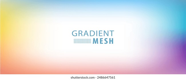 Smooth and blurry colorful gradient mesh background. Modern bright rainbow colors. Easy editable soft colored vector banner template. Premium quality