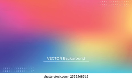 Smooth and blurry colorful gradient mesh background. Modern bright rainbow colors. Easy editable soft colored vector banner template. Premium quality