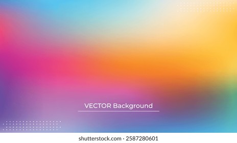 Smooth and blurry colorful gradient mesh background. Modern bright rainbow colors. Easy editable soft colored vector banner template. Premium quality