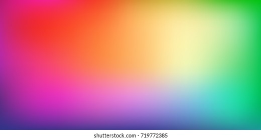 Smooth and blurry colorful gradient mesh background. Vector illustration with bright rainbow colors. Easy editable soft colored vector banner template. Premium quality. 