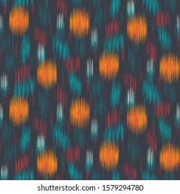 Smooth blurry fuzzy floral seamless swatch in gray, orange, and teal. Repeat graphic motif of mottled dynamic flower painting. Repetitive smooth mess print. Vector pattern.