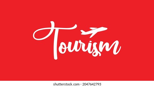 Smooth and bold handwritten English word Tourism title design using dual size stroke lines