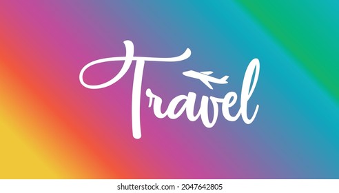 Smooth and bold handwritten English word Travel title design using dual size stroke lines