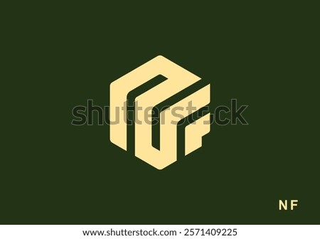 smooth and bold logo letter N F based on cube shape