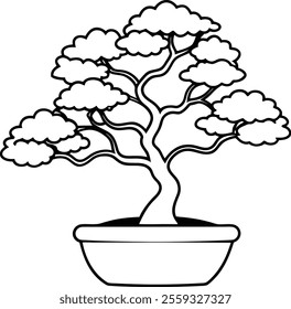 Smooth Branch Bonsai Tree Vector Illustration Design