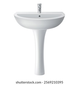 Smooth ceramic sink isolated on white background, in a simple, minimalist shape, ideal for modern bathrooms.