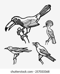 Smooth, clean, and detail bird sketches vector set 2. Good use for sticker design, symbol, icon, illustration, or any design you want. Easy to use, edit, or change color. Each object is a group. 