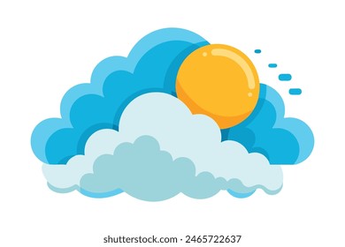 smooth clouds ozone sunlight, flat vector illustration