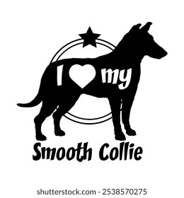  Smooth Collie dog silhouette, i love my dog,  dog, dog breeds, logo, vector, silhouette, animal, illustration, icon, sign, black, pet,