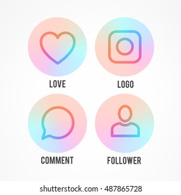 Smooth color gradient icon template set inspried by Apple iOS 10 concept icons. Vector illustration for your social media or icon design project and more.