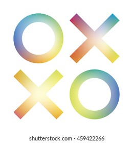 Smooth Color Gradient Letter Symbols Masked X and O Object Designs, Hugs and Kisses Logo