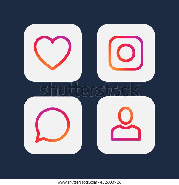 Instagramの新しいロゴで検査される 滑らかな色のグラデーション線のアイコン テンプレート ソーシャルメディアアプリデザインプロジェクトなどのベクターイラストアイコンセット のベクター画像素材 ロイヤリティフリー 452603926