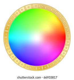 Smooth color wheel with golden frame.