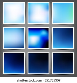 Smooth colorful backgrounds collection with aged effect - eps10. set of blue vector backgrounds. 10 eps