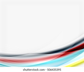 Smooth colorful line on white. Wave abstract background template