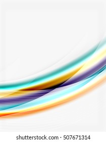 Smooth colorful line on white. Wave abstract background template