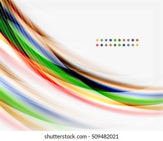 Smooth colorful line on white. Wave abstract background template