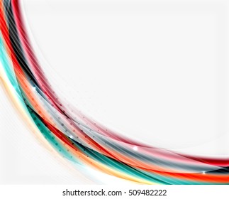 Smooth colorful line on white. Wave abstract background template