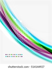 Smooth colorful line on white. Wave abstract background template