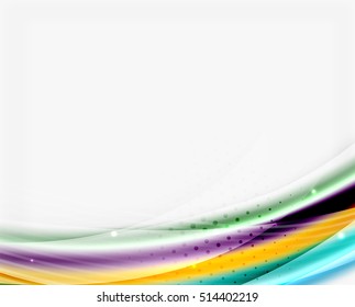 Smooth colorful line on white. Wave abstract background template