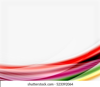 Smooth colorful line on white. Wave abstract background template