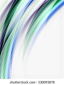 Smooth colorful line on white. Wave abstract background template