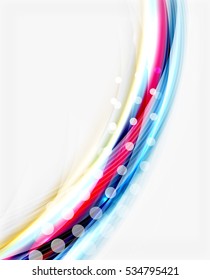 Smooth colorful line on white. Wave abstract background template