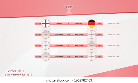 Smooth competition table , Red white background.