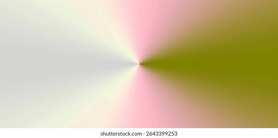 A smooth, conical gradient radiates from a central point, blending from a metallic olive gold on the right, through a soft pink in the center, and into a creamy off white on the left.