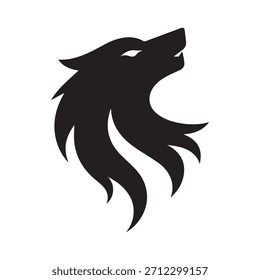 Suave Emblema Lobo Contemporâneo Trabalhado A Partir De Linhas De Fluxo Delicadas