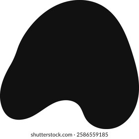 Smooth, curved, and irregular black shape creates a sense of fluidity and movement against a clean white backdrop, suitable for various design applications
