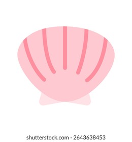 A smooth, curved seashell with soft pastel tones, in a clean flat style. Suitable for coastal decorations, marine icons, or summer illustrations.