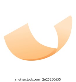 Smooth curved sheet of orange paper floating in the air, creating a dynamic and elegant visual