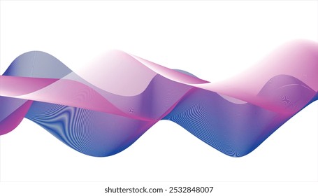  Linha de onda curva suave. Elemento de design de linhas de onda de fluxo dinâmico. Abstrato colorido fluindo linhas de onda isoladas no fundo branco. Conceito de tecnologia futurista. 