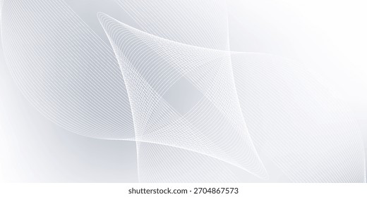 Smooth, curved white lines intertwine over a soft, ethereal blend of light grey and pale blue tones, creating a clean, airy, and modern digital graphic.