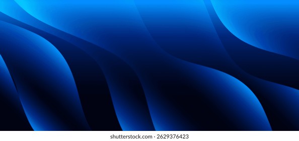 Fondo azul oscuro liso de la onda del gradiente con las Formas curvas que fluyen abstractas