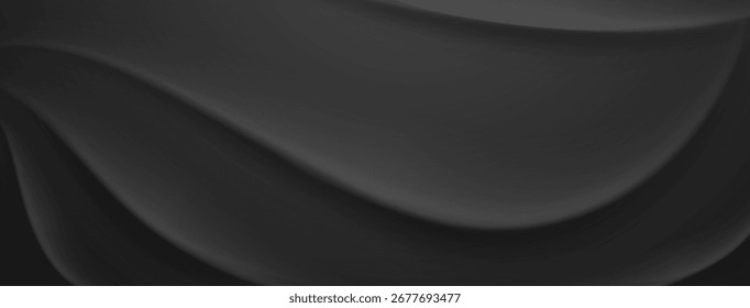 Las Formas onduladas abstractas de color gris oscuro crean un patrón fluido, formando un fondo oscuro y elegante con líneas suaves y curvas y sombreado sutil.