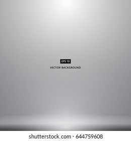 Smooth Dark grey white with Black vignette studio room background with light shines from above. vector
