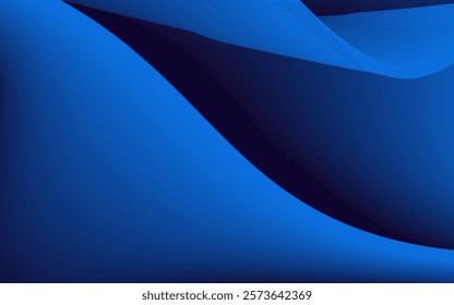 Smooth dark and light blue waves create an abstract and modern background design.