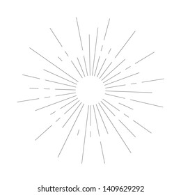 Smooth dashed sun rays drawn under  linear drawing. Vector illustration.