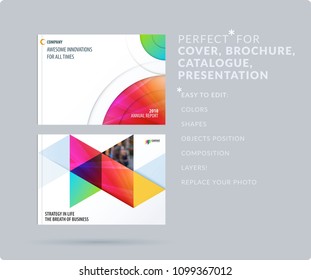 Smooth design presentation template with colourful round shapes. Abstract vector set of modern horizontal banners