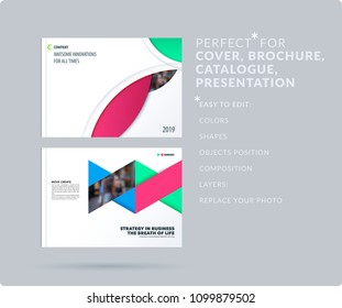 Smooth design presentation template with colourful round shapes. Abstract vector set of modern horizontal banners