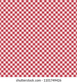 Smooth Diagonal Gingham Seamless Pattern - Smooth diagonal red and white classic gingham texture